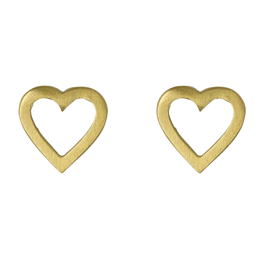 cercei in forma de inima aurie, placati cu aur galben 14k